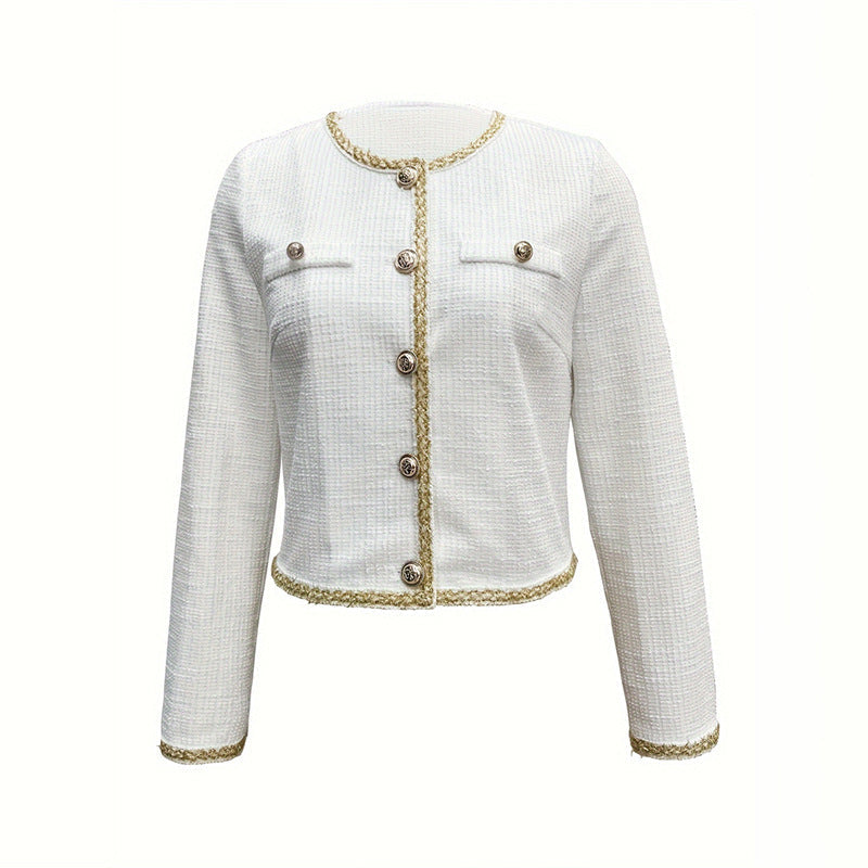 Elegante Damenjacke mit strukturierter Webart und modischen Knopfdetails, Größe