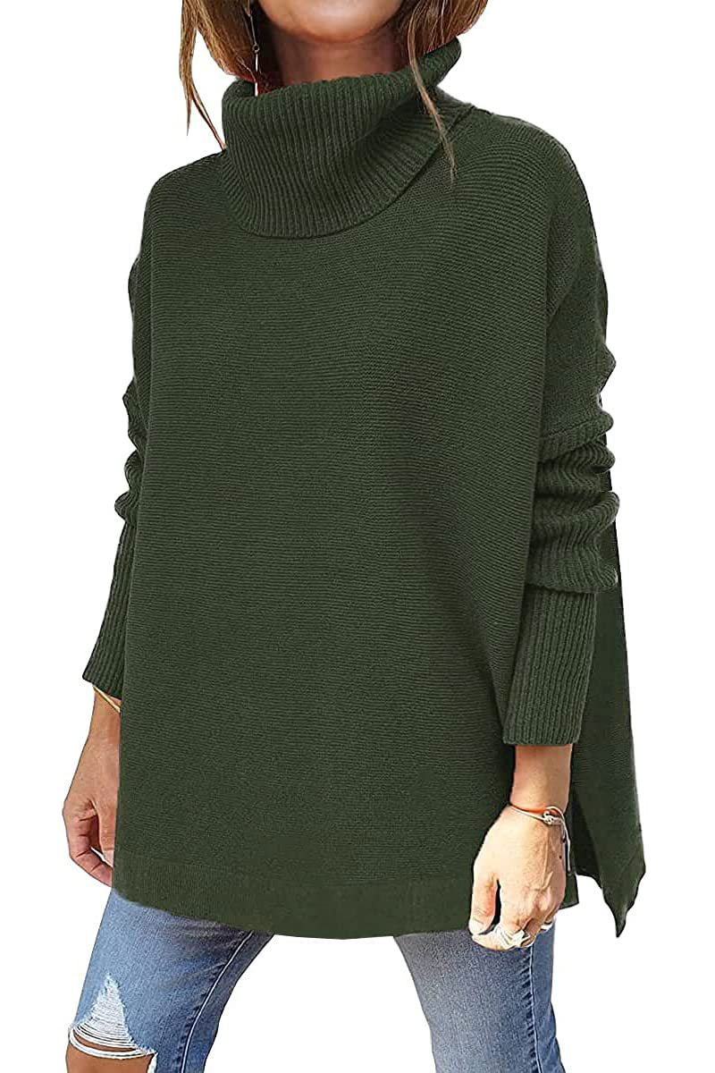 Women's oversized roll-neck sweater with a textured knit pattern and relaxed fit, size [size]