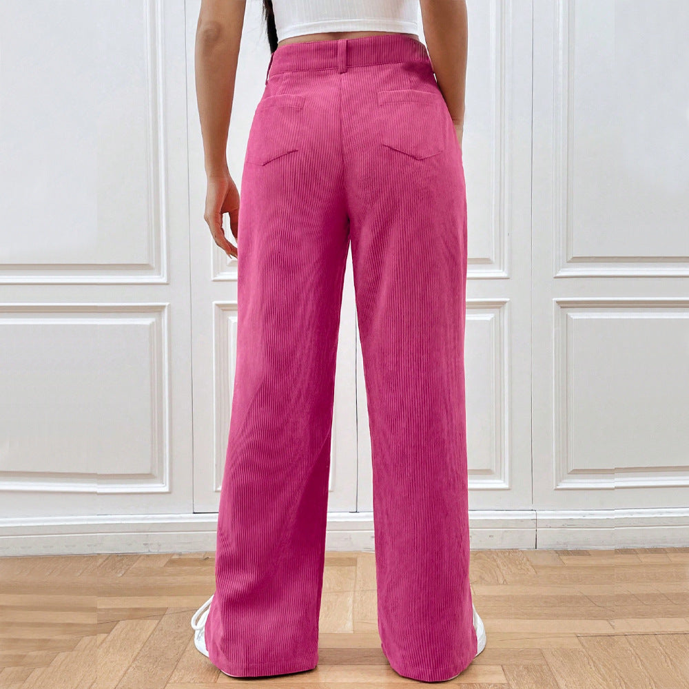 Damen-Cordhose mit weitem Bein, Seitenschlitzen, Größe