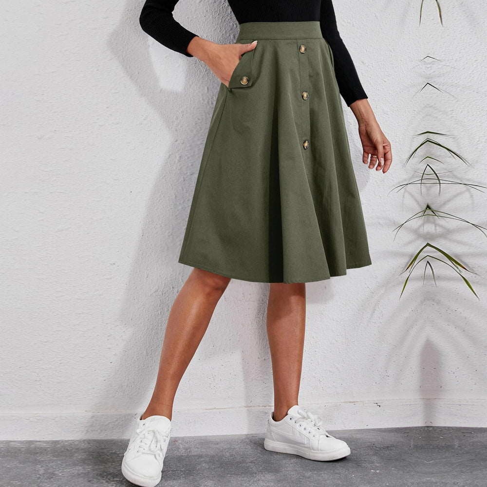 Valenzora | Eleganter Umbrella-Midirock mit Knopfleiste