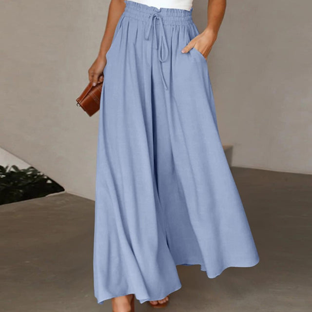 Valenzora | Leichte Damen-Leinenhose mit weitem Bein für Frühling und Sommer