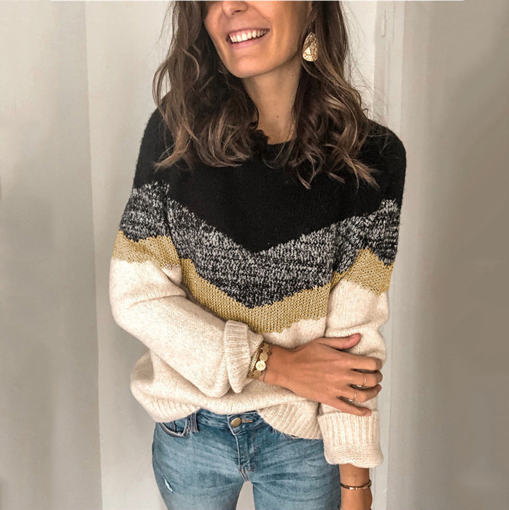Women's patterned sweater with graphic knit design, size