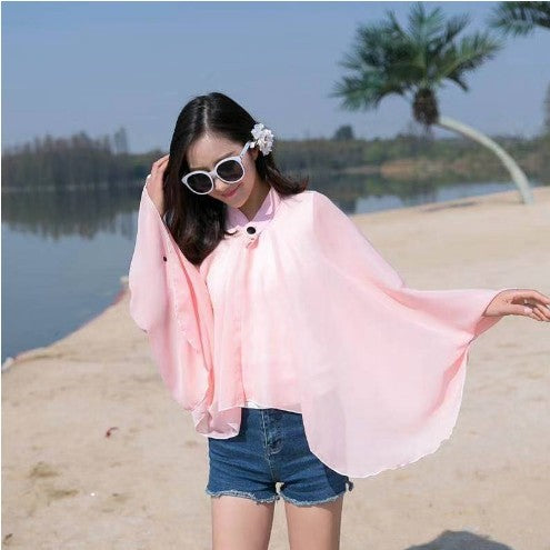 Luftiger Damen-Chiffon-Kimono mit weiten Schlagärmeln, Größe S