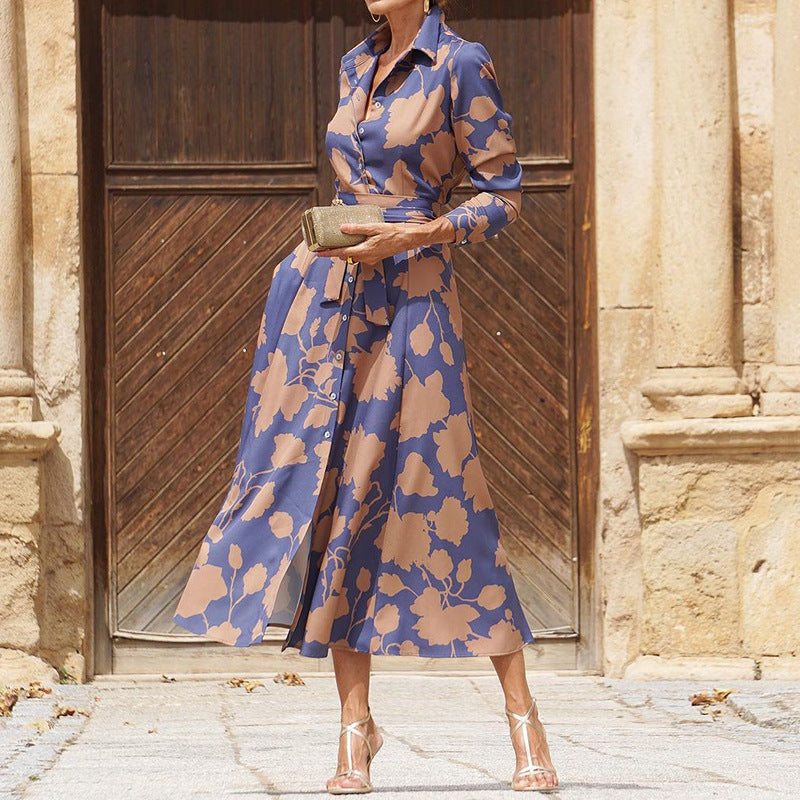 Damen-Hemdblusenkleid mit Blumenmuster und modernem Schnitt, Größe S