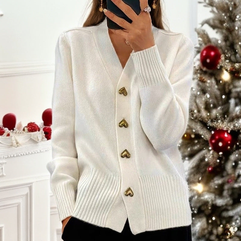 Valenzora | Eleganter Cardigan mit Herzknöpfen