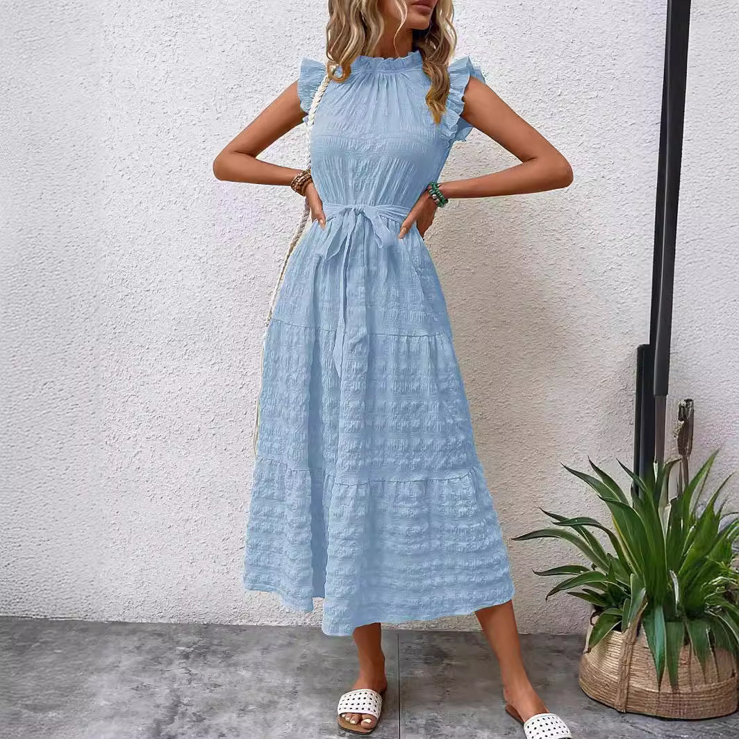 Damen Wickelkleid mit Rüschen und tailliertem Saum, Größe