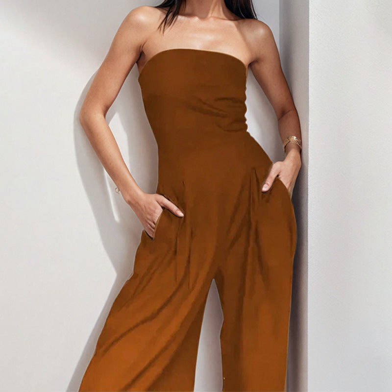 Women's high-quality jumpsuit with off-the-shoulder design and wide leg, size [size]