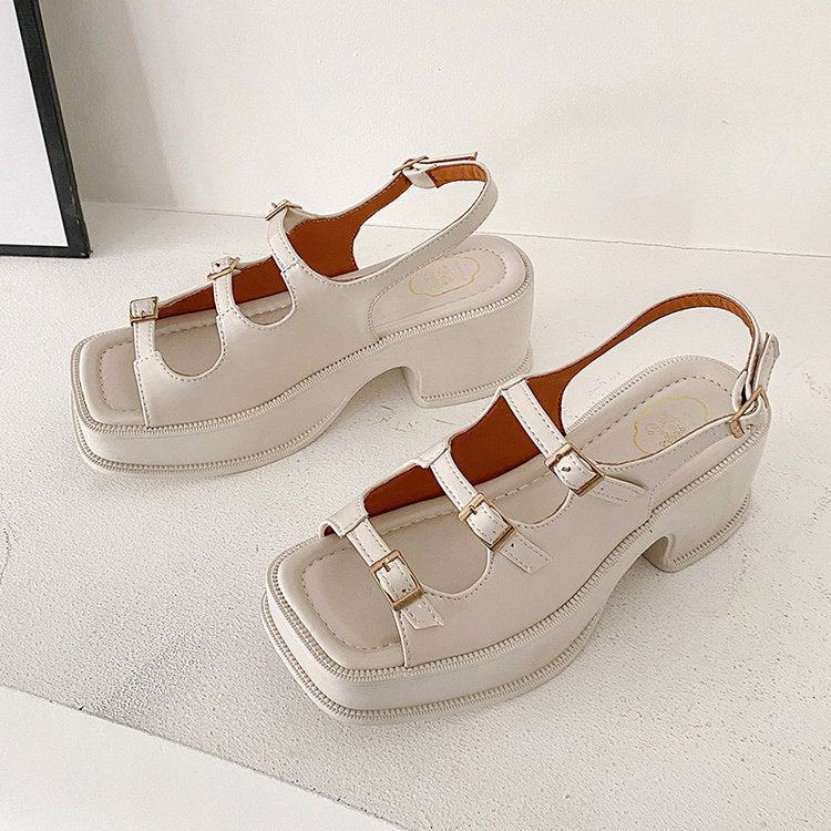 Damen Plateau-Sandalen mit verstellbaren Riemen und modischem Blockabsatz, Größe Valenzora