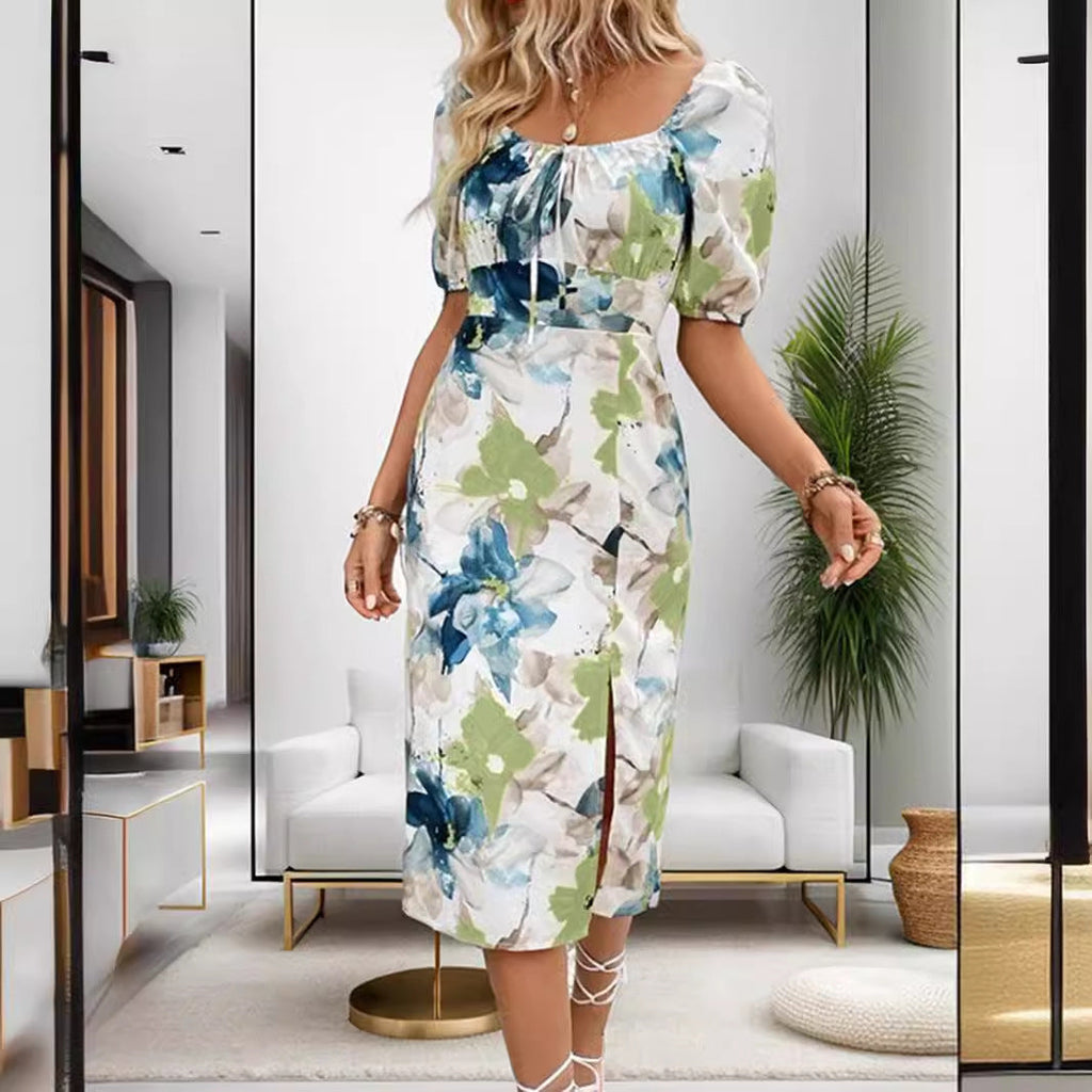 Valenzora | Printed short-sleeved midi dress