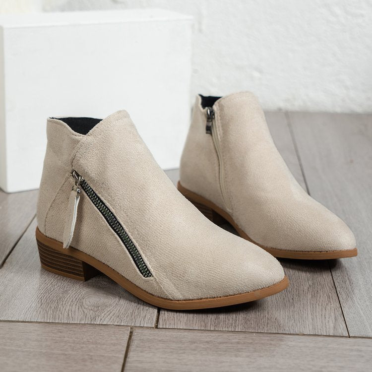 Damenstiefeletten mit seitlichem Reißverschluss und elegantem Samtobermaterial, Größe S