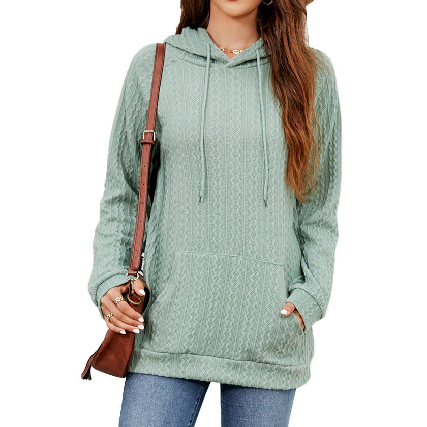 Women's hoodie with textured pattern and practical kangaroo pocket, size S