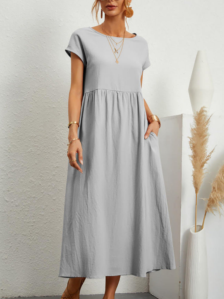 Women's midi dress with a relaxed fit and side pockets, size