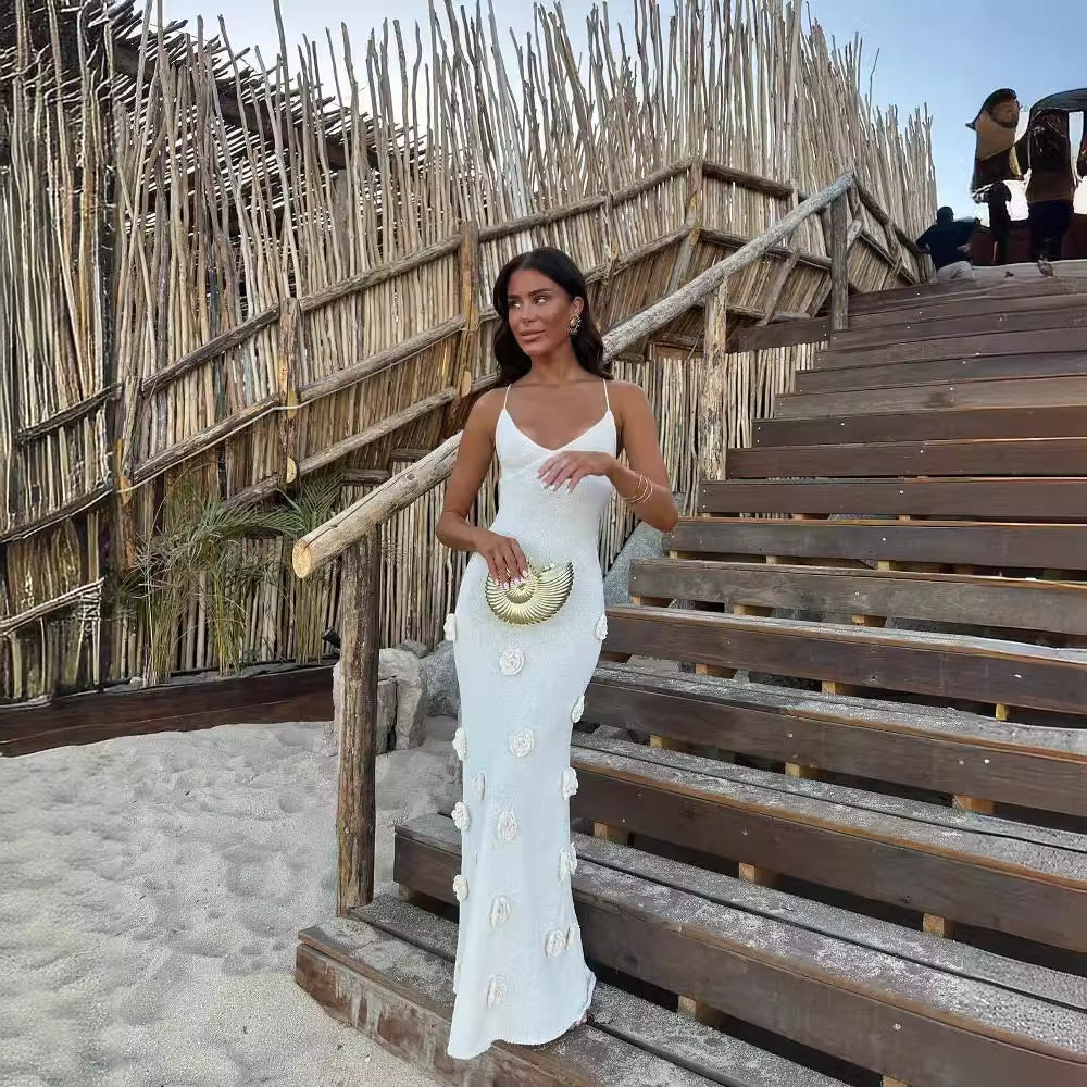Damen-Abendkleid mit dekorativen Blumenapplikationen, Größe S