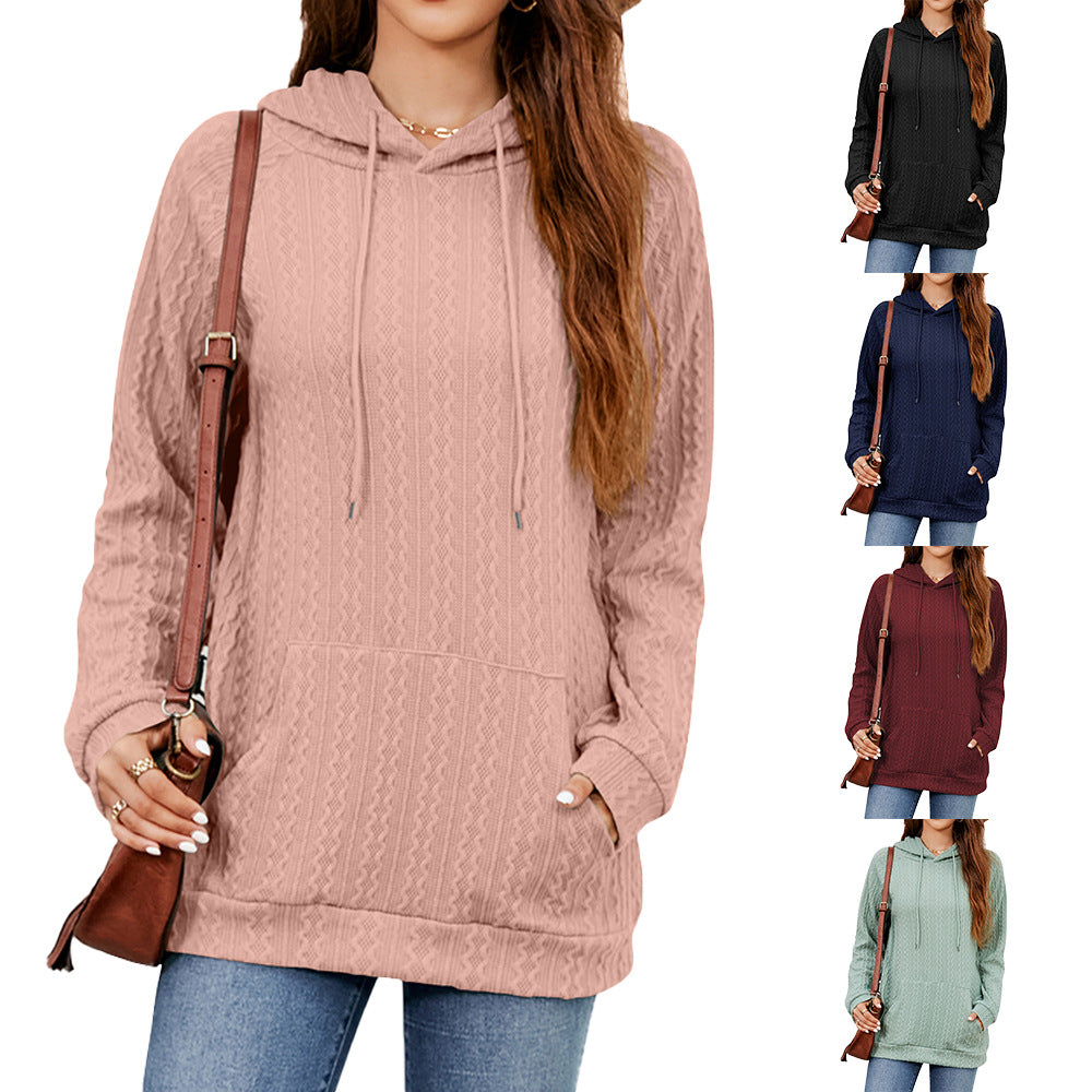 Women's hoodie with textured pattern and practical kangaroo pocket, size S