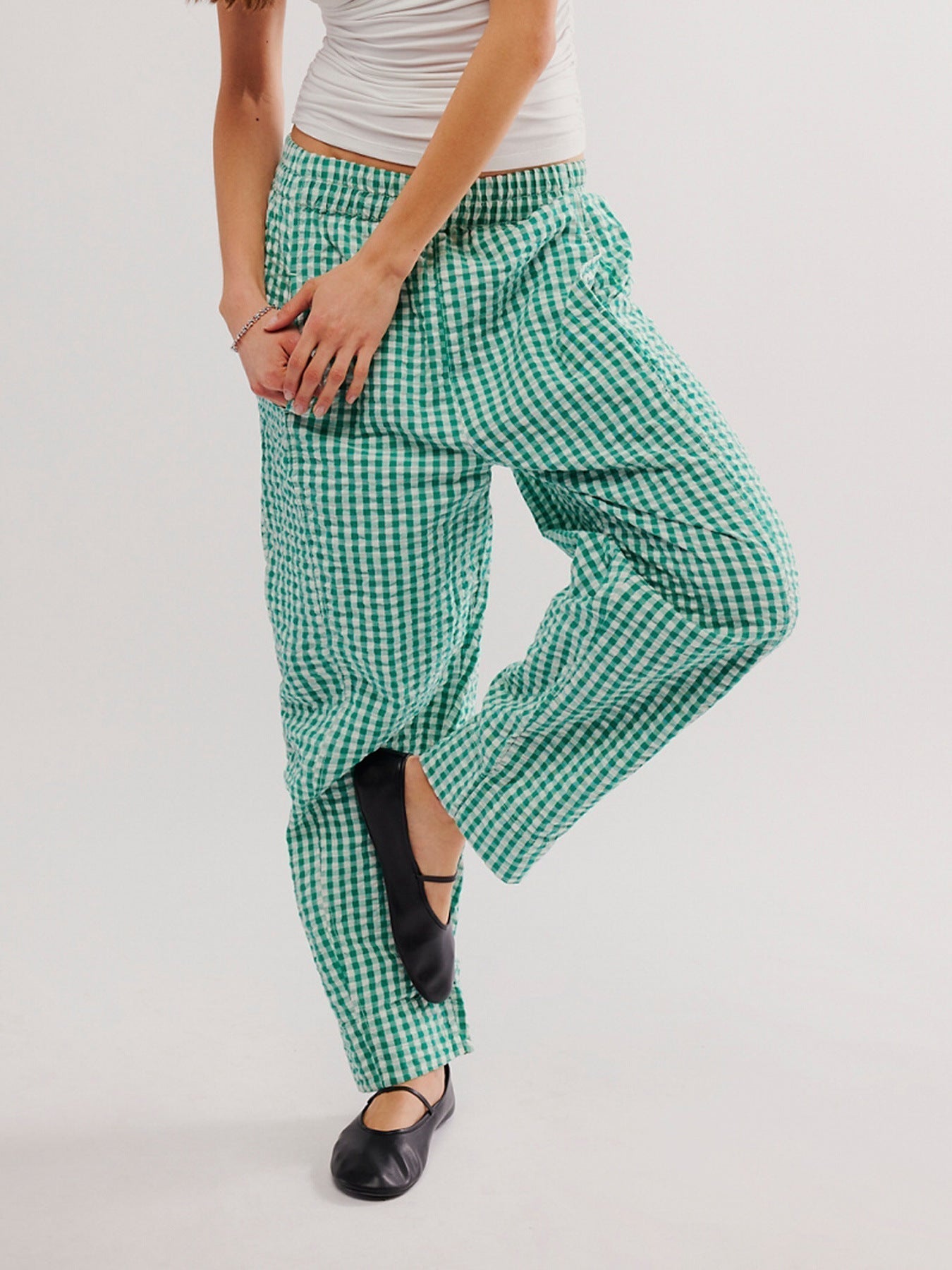 Valenzora | Karierte Baumwoll-Webhose im lässigen College-Stil mit Ballonform