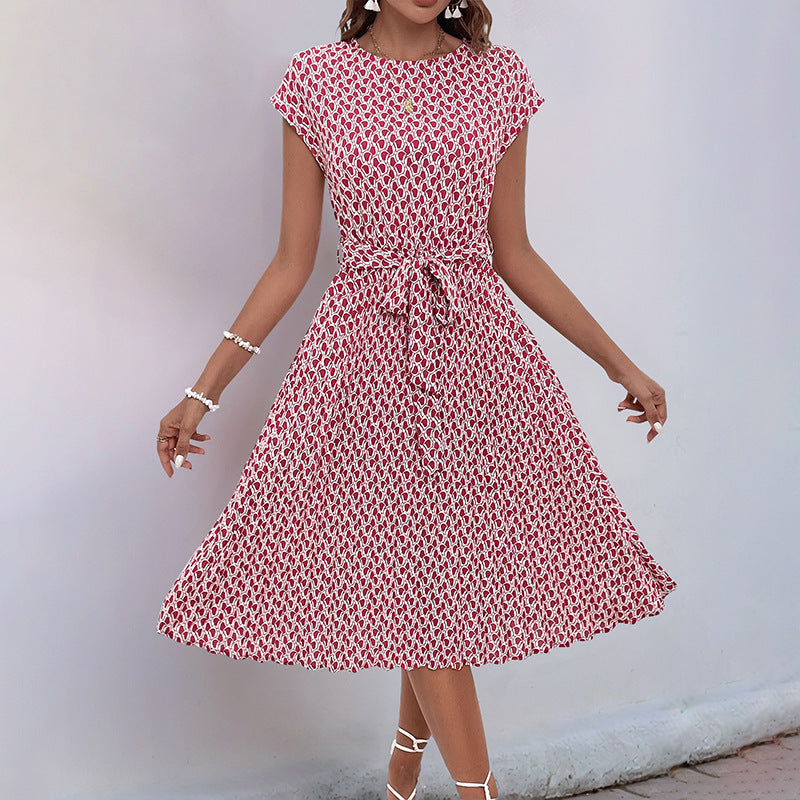 Damen Midi-Kleid mit asymmetrischem Schnitt und modischem Bindegürtel, Gr.