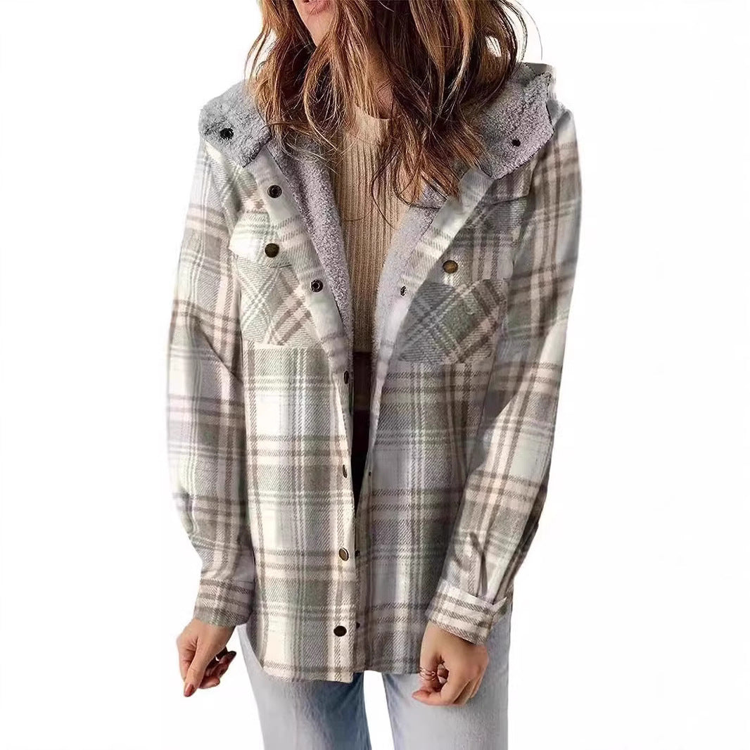 Women's flannel jacket with fleece lining, size