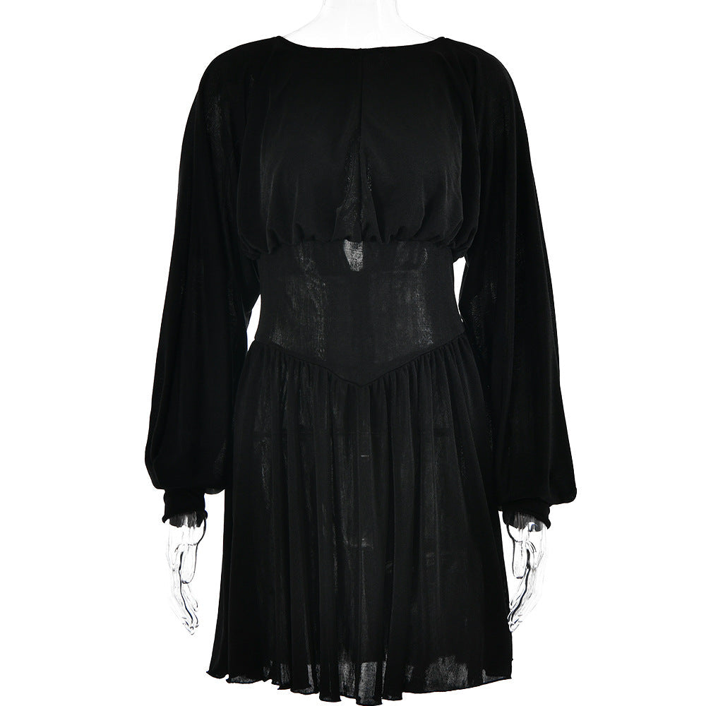 Women's evening dress with wide sleeves and a flattering cut, size S