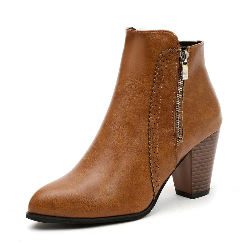 Women's elegant ankle boots with fashionable zipper and high-quality sole, size [size missing]