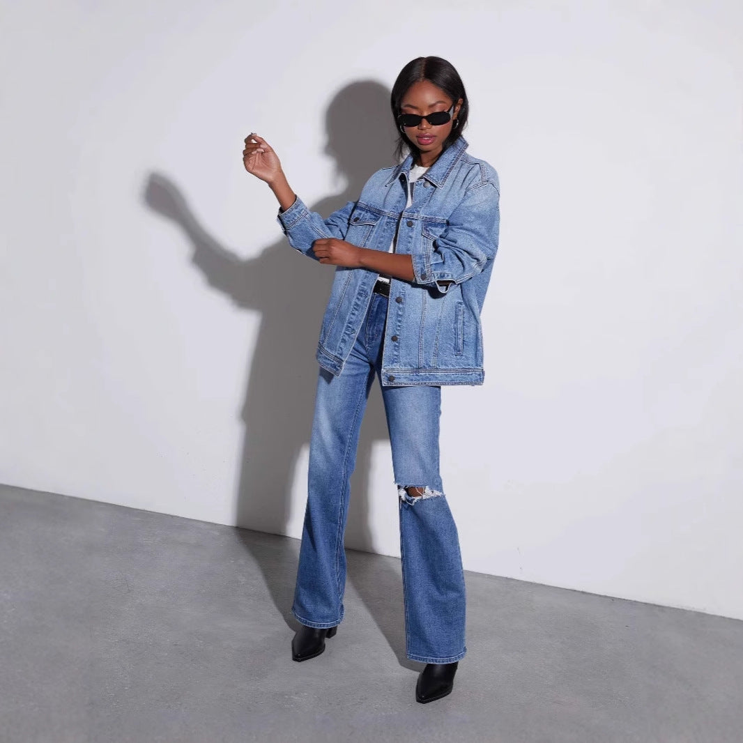 Oversized Jeansjacke für Damen im modernen Streetstyle mit lässigem Schnitt, Größe S