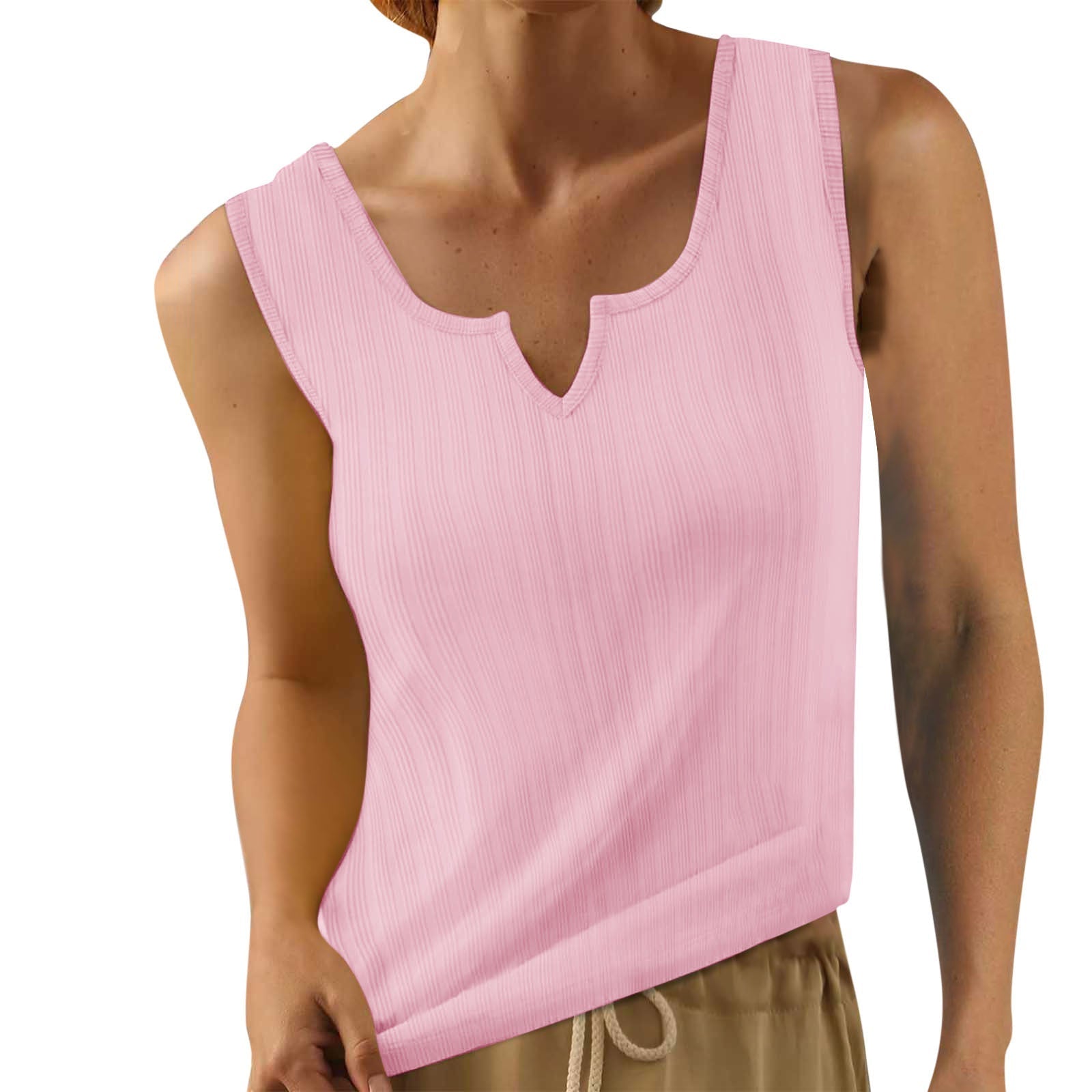 Damen-Tanktop mit strukturiertem V-Ausschnitt und feinem Rippenmuster, Größe Valenzora