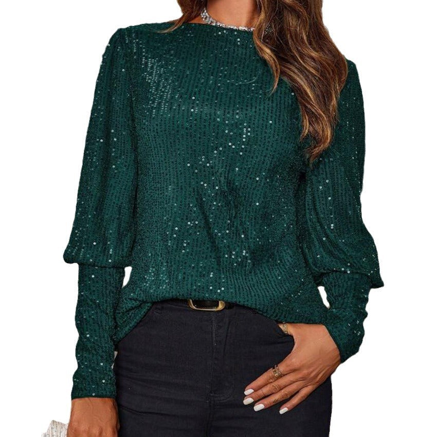 Damen-Langarmshirt mit Glitzer und strukturierter Optik, Größe