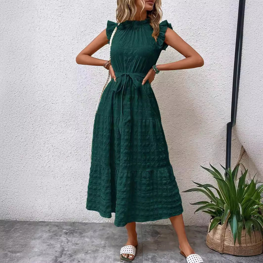 Damen Wickelkleid mit Rüschen und tailliertem Saum, Größe