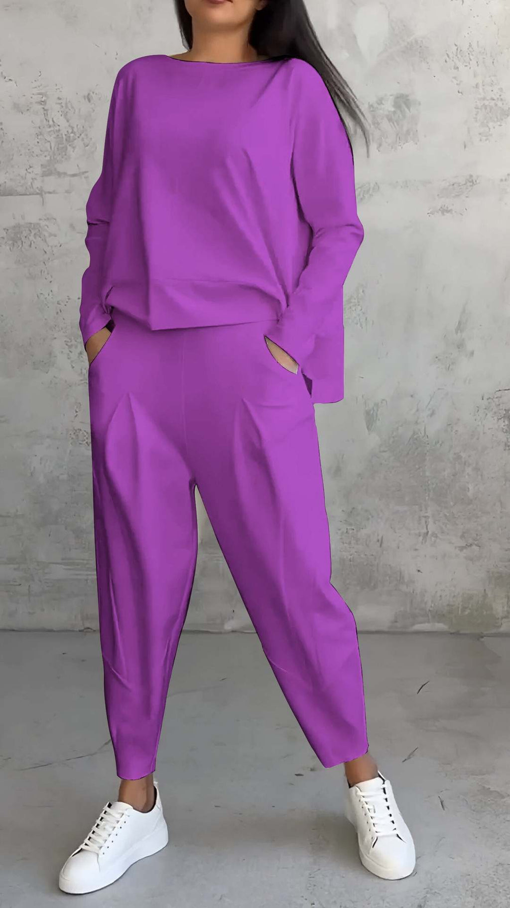 Valenzora | Irregular Harem Pants Long Sleeve Set