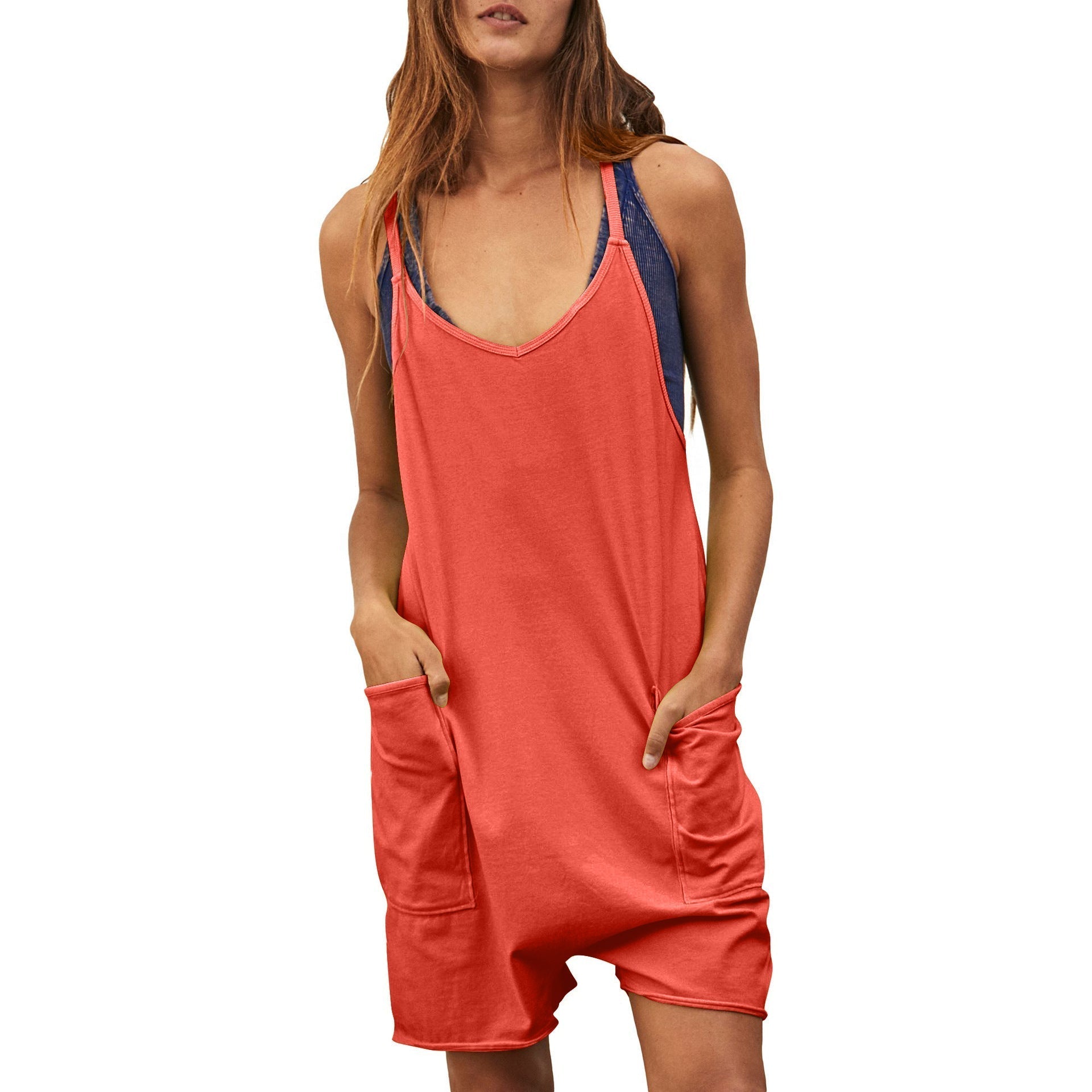 Women's comfortable jumpsuit with a deep neckline and practical pockets, size [size missing]