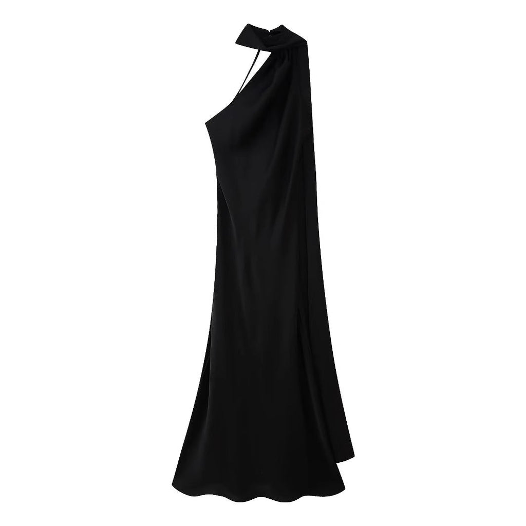 Damenabendkleid mit elegantem Stehkragen und voluminösem Cape, Größe S