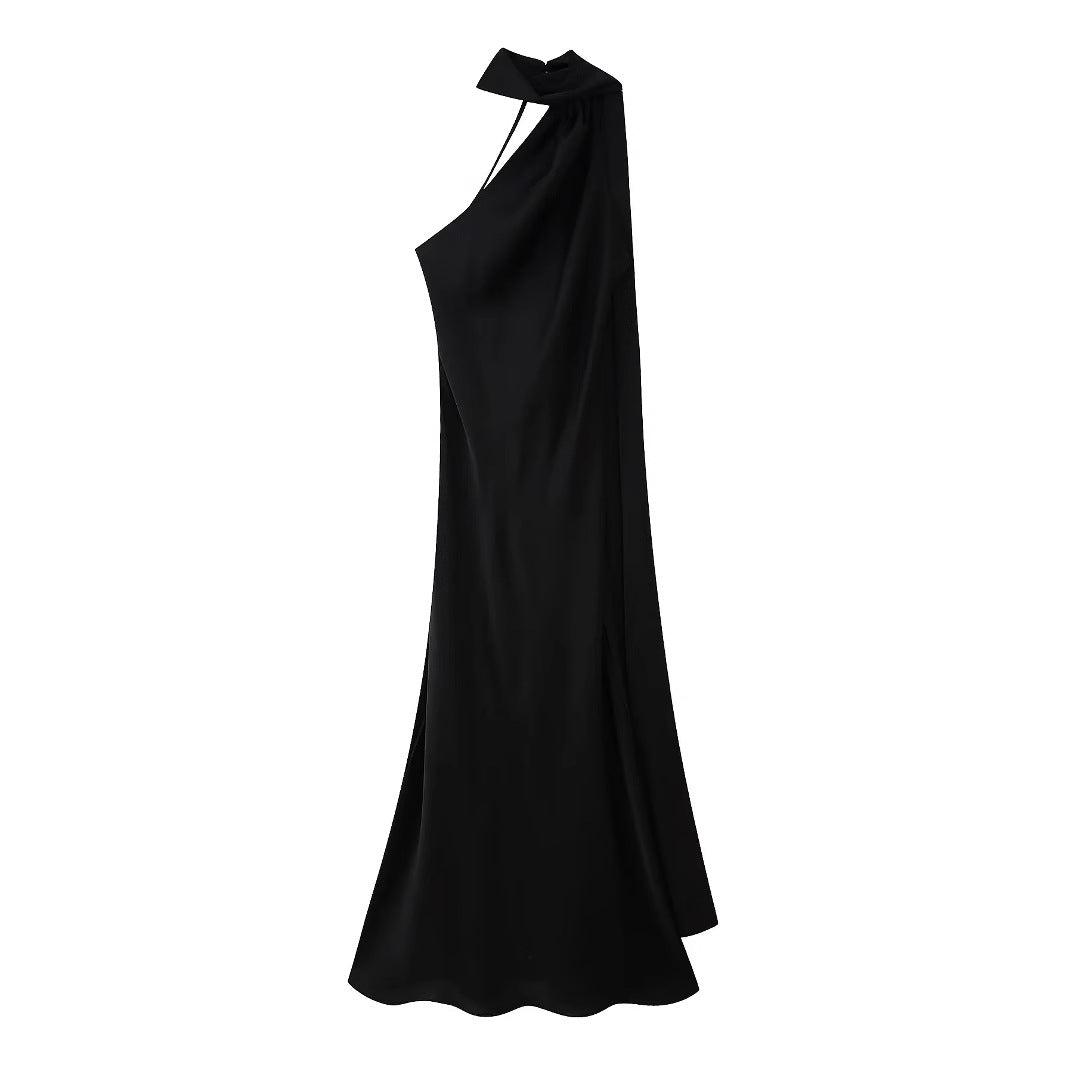 Damenabendkleid mit elegantem Stehkragen und voluminösem Cape, Größe S