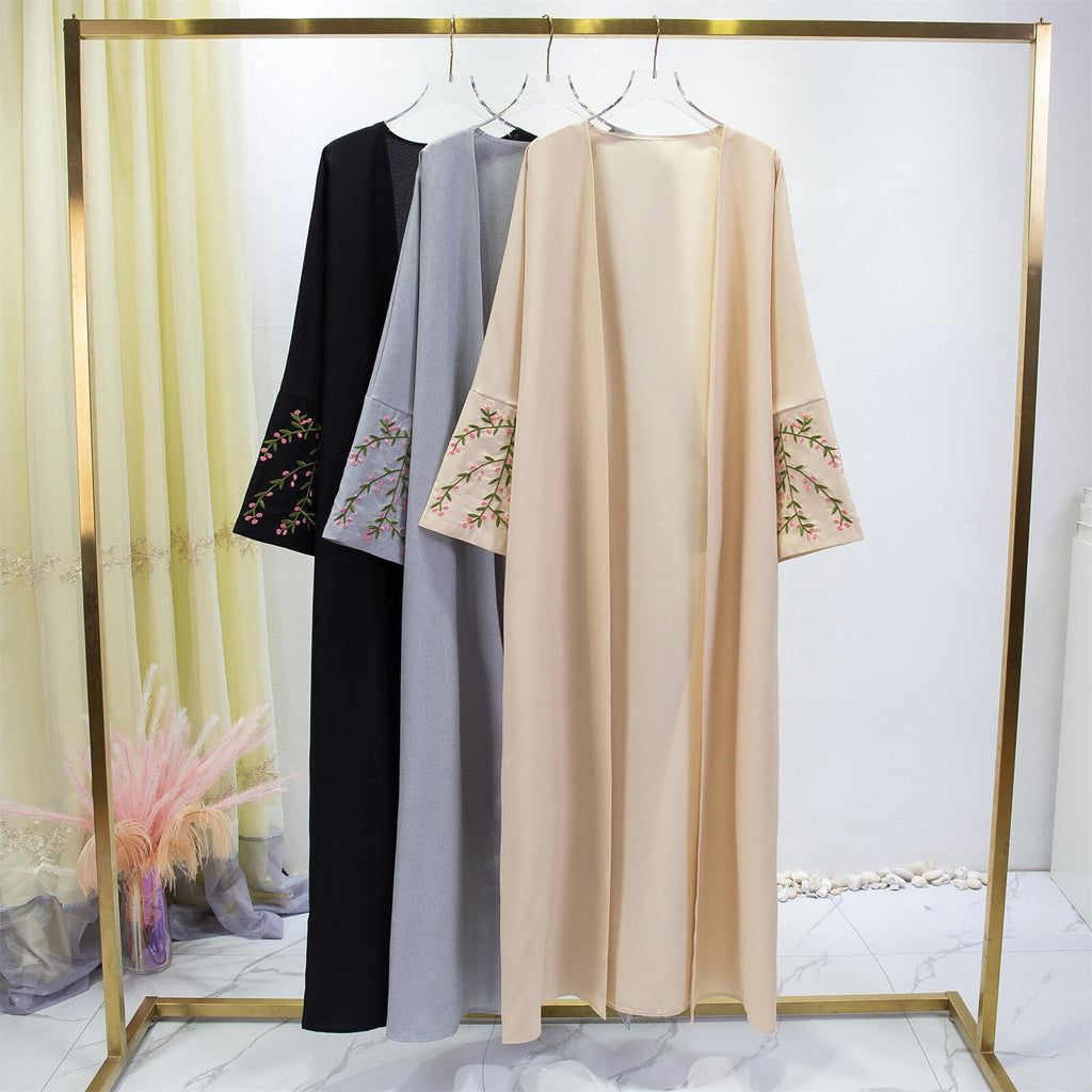 Women's luxury kimono coat with fine embroidered details, size