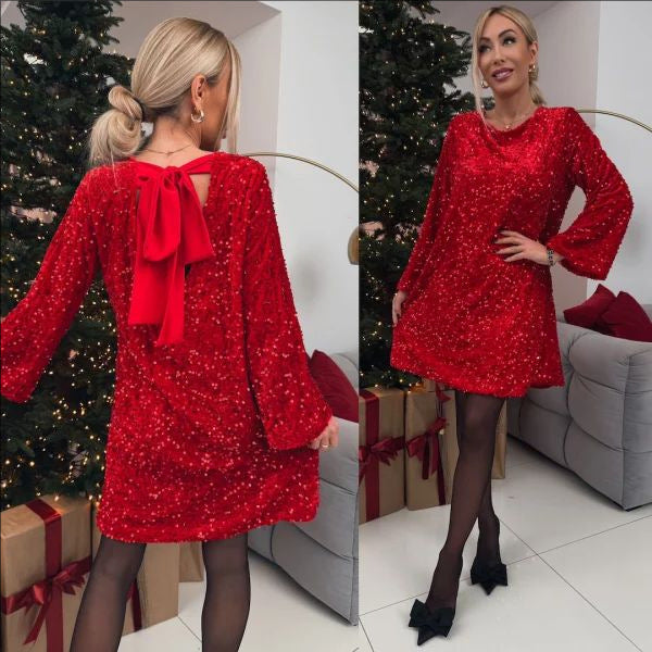 Valenzora | Sequin Bow Tie Dress