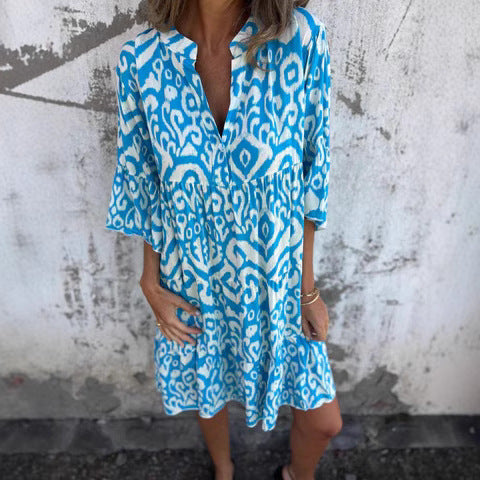 Damen-Strandkleid, lässig, mit hohen Seitenschlitzen und modischem Aufdruck, Größe S