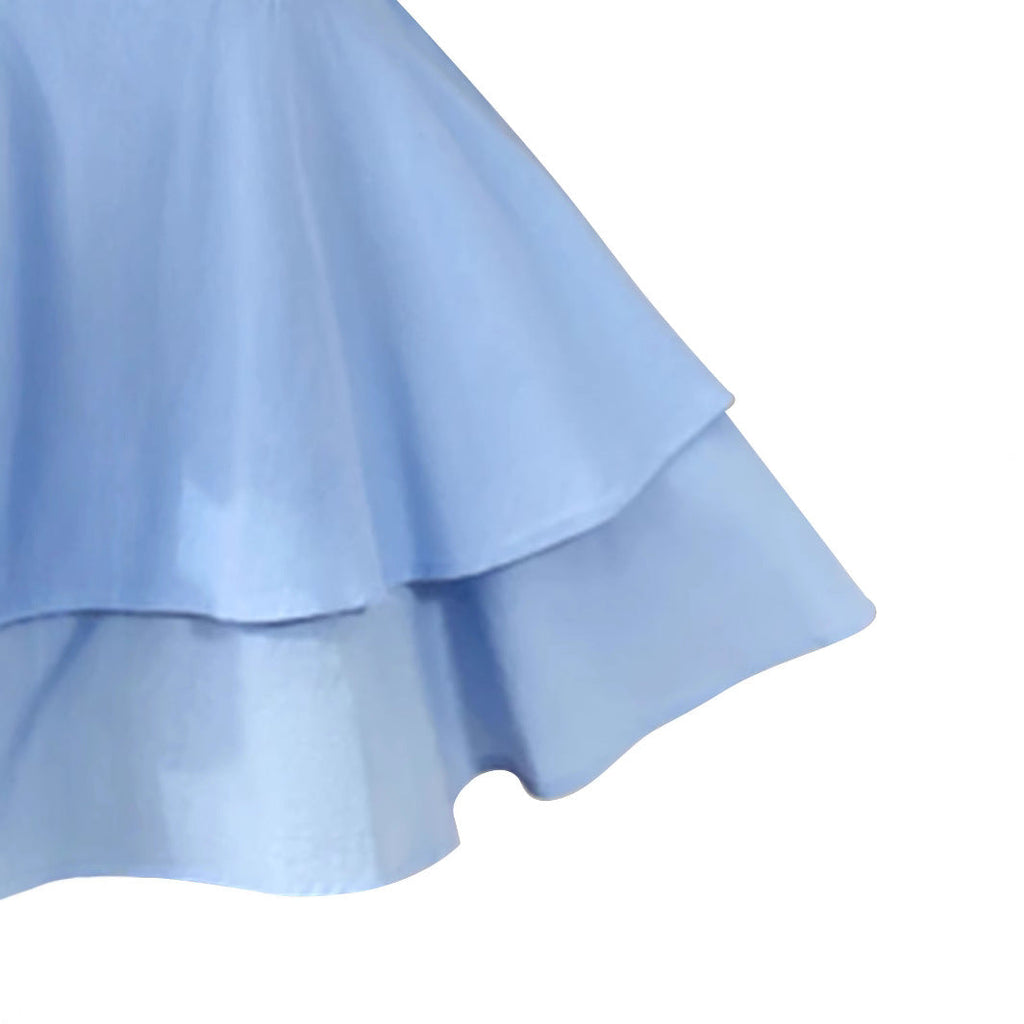Women's airy mini dress with off-the-shoulder design and sophisticated flounce, size Valenzora