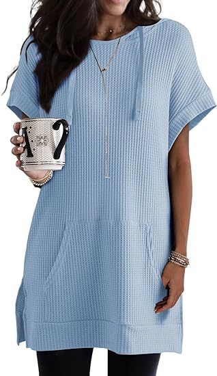 Women's casual hoodie dress with practical kangaroo pocket and relaxed fit, size S