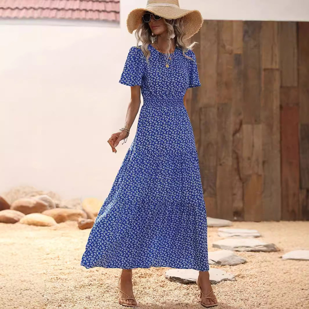 Damen-Midikleid mit voluminösen Ärmeln und fließendem Rock, Größe S