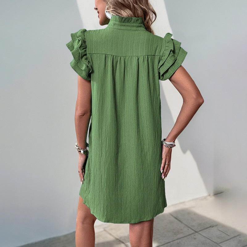 Women's Casual Dress with Ruffled Sleeves and Loose Fit Drune