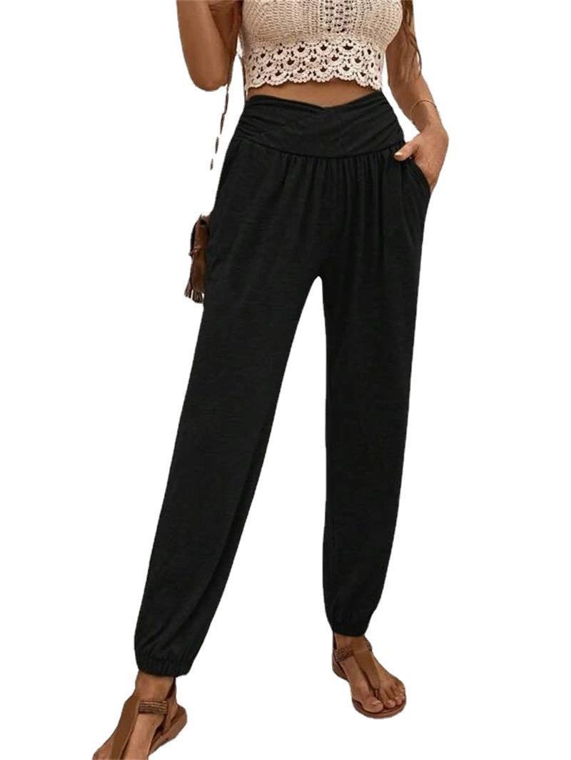 Damen Freizeithose mit hoher Taille und bequemem Gummibund, Größe [Angabe fehlt]