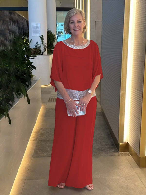 Women's elegant jumpsuit with shimmering waistband, size