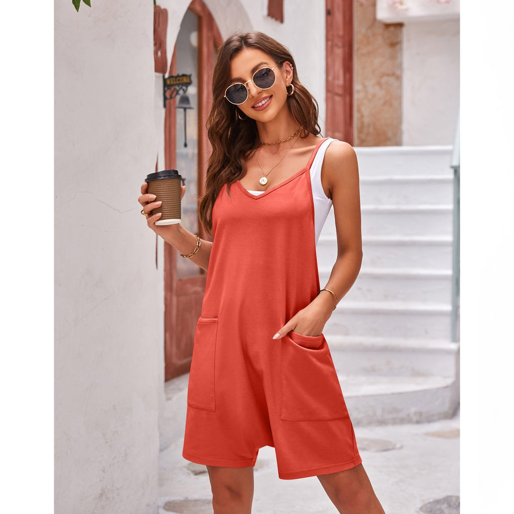 Women's comfortable jumpsuit with a deep neckline and practical pockets, size [size missing]