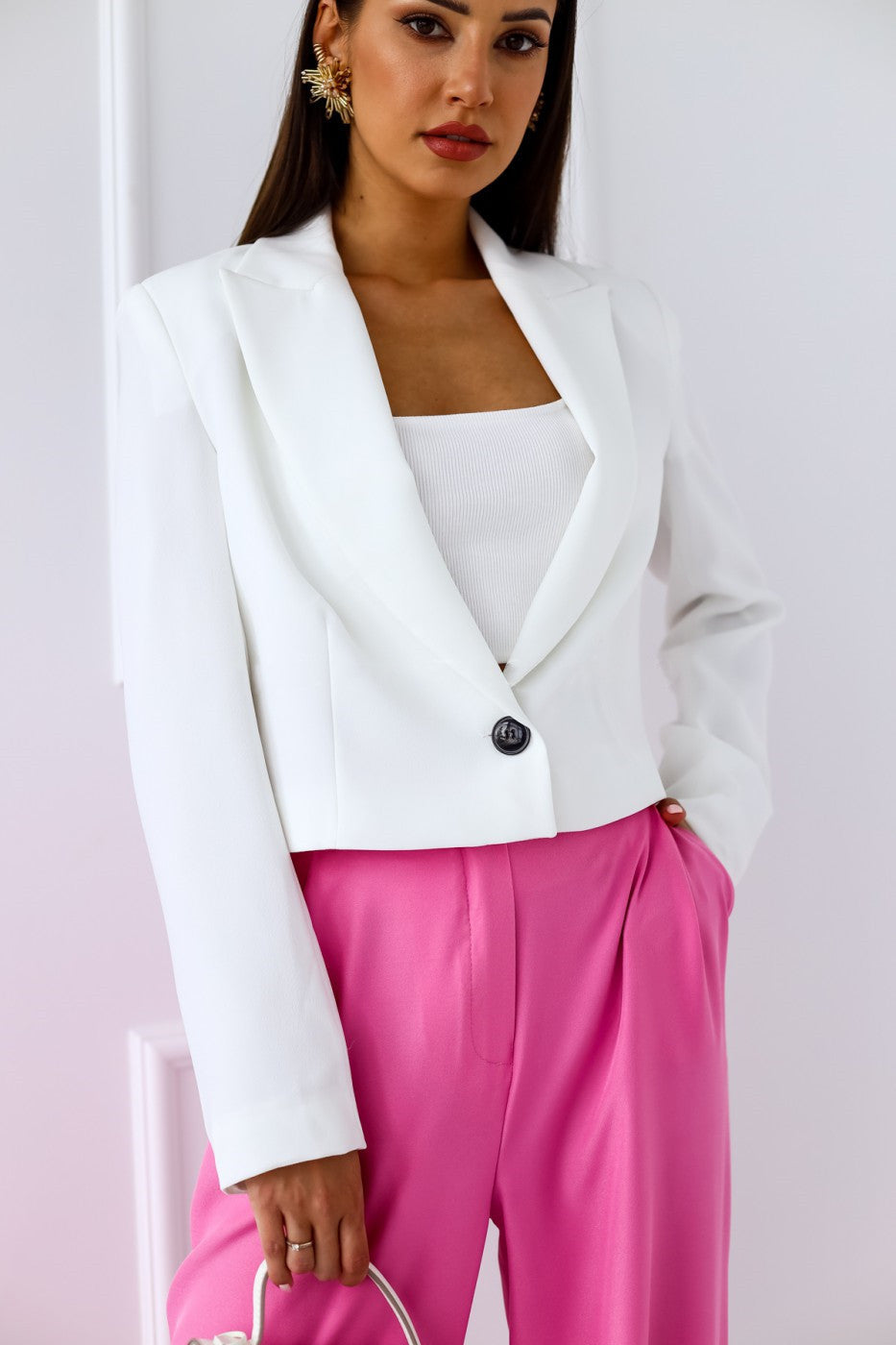 Valenzora | Short blazer double-breasted jacket with accent buttons