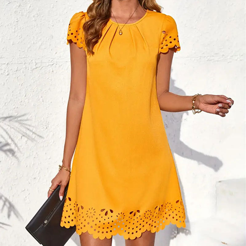 Women's summer dress with decorative openwork pattern, size