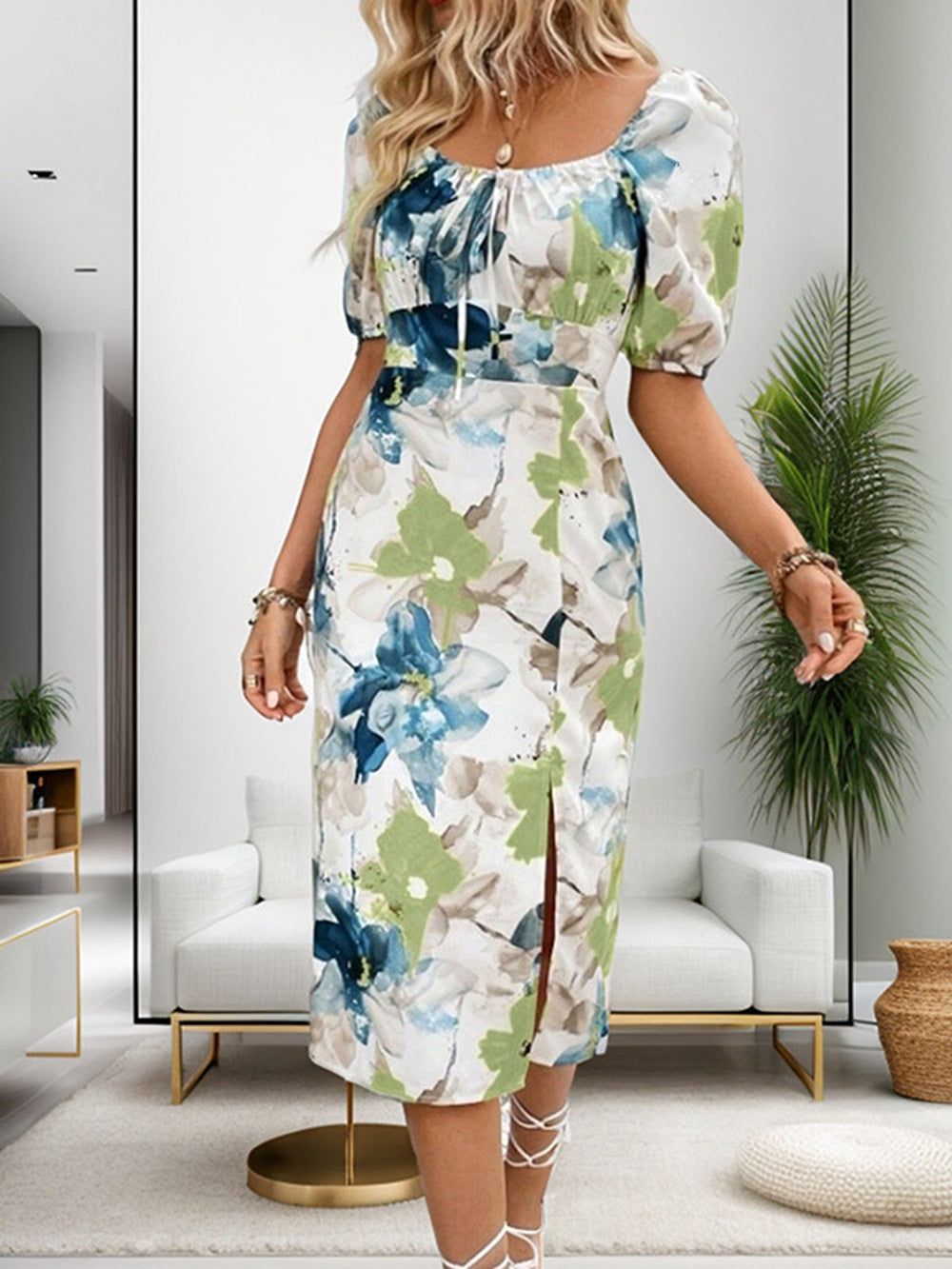 Valenzora | Printed short-sleeved midi dress