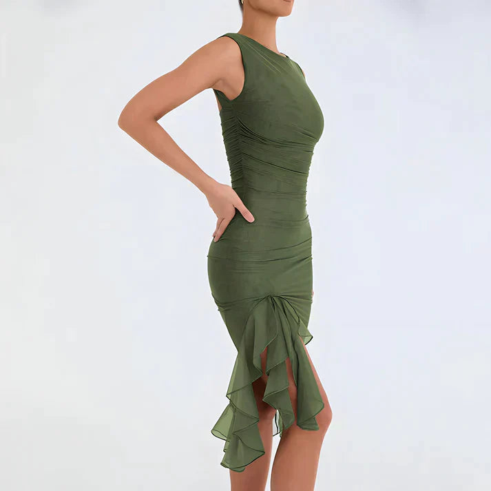 Valenzora - Elegant bodycon dress with ruffles