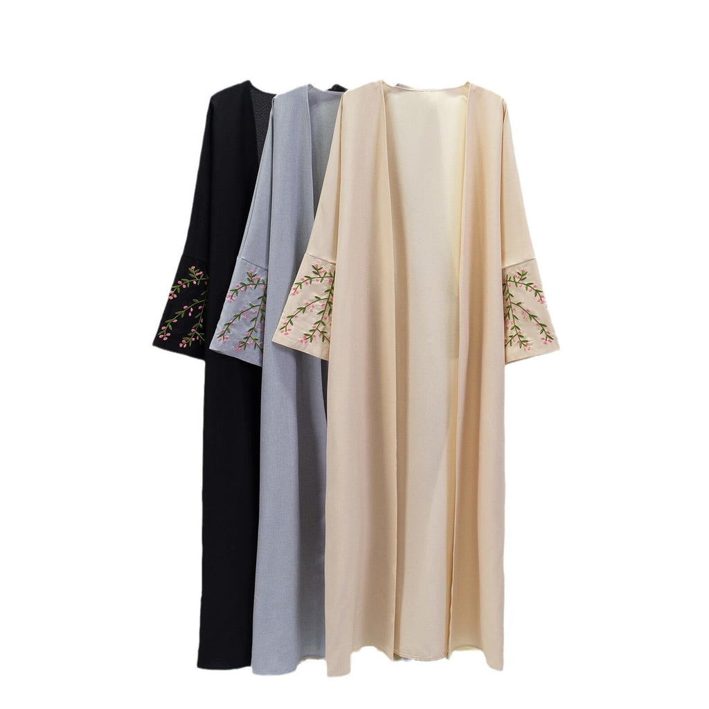 Women's luxury kimono coat with fine embroidered details, size