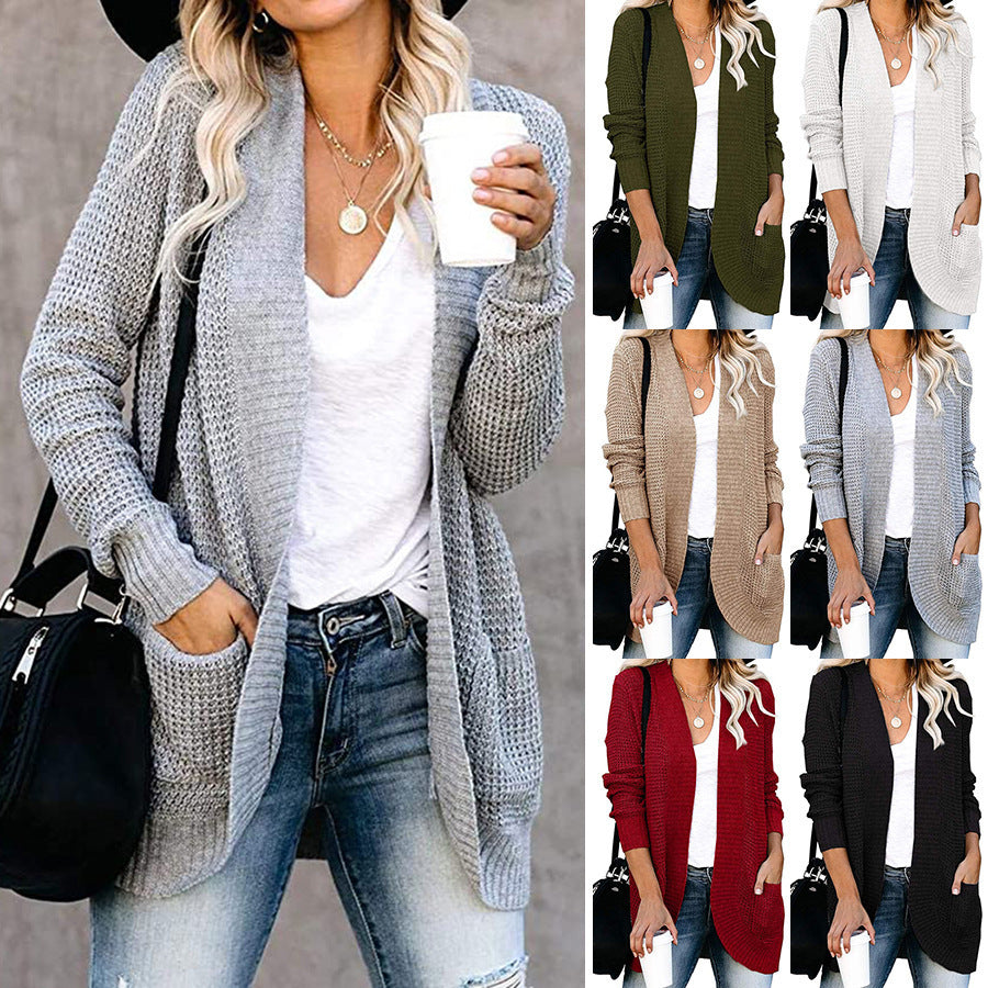 Women's open-cut cardigan with side pockets, size