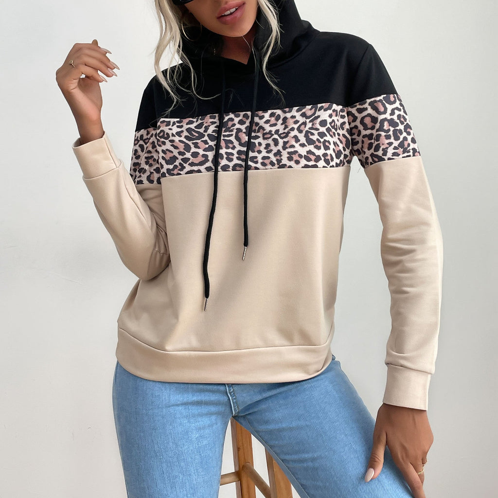 Damen-Hoodie mit modischem Leopardenprint und sportlicher Passform, Größe S