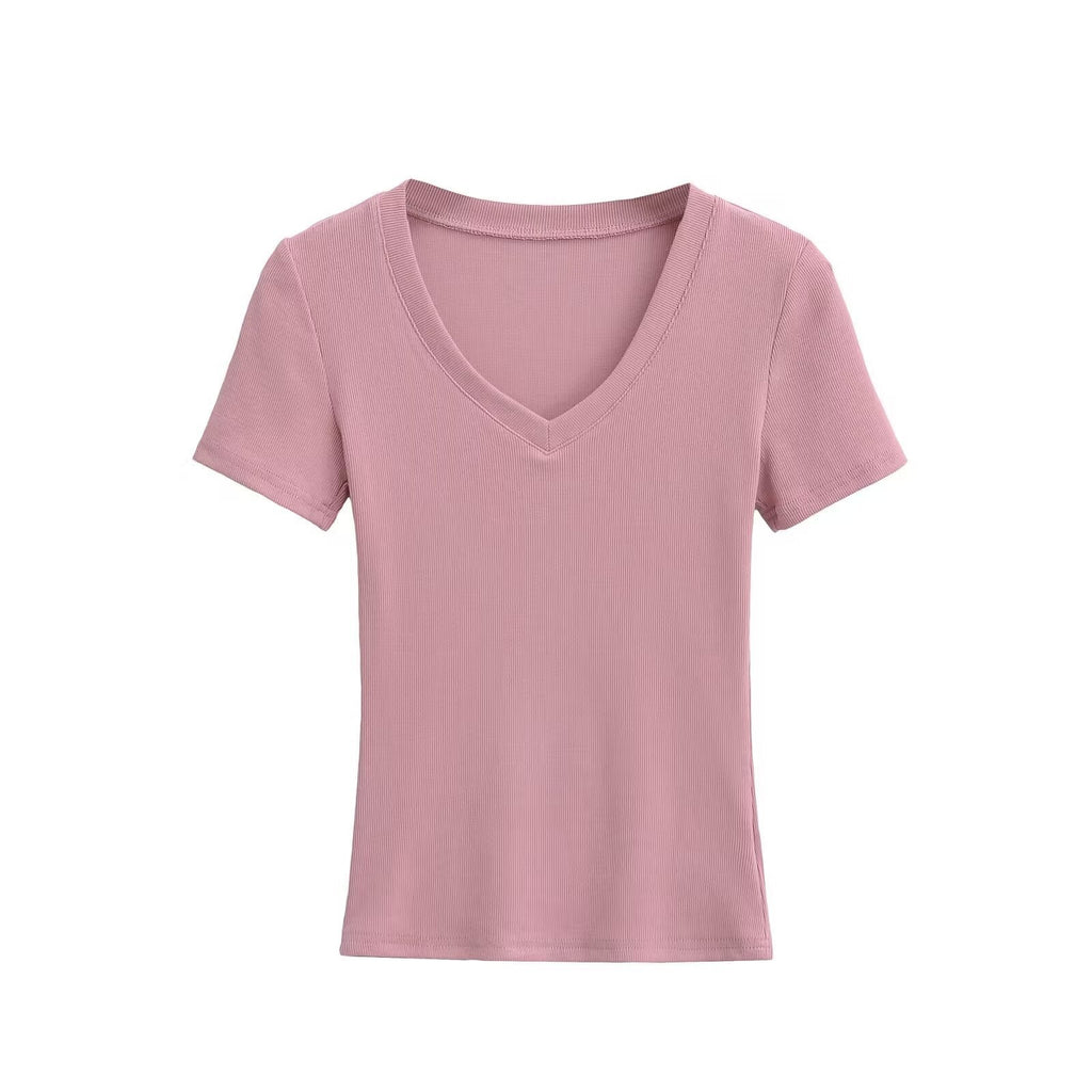 Women's V-neck T-shirt made of high-quality cotton with a comfortable fit, size [size missing]