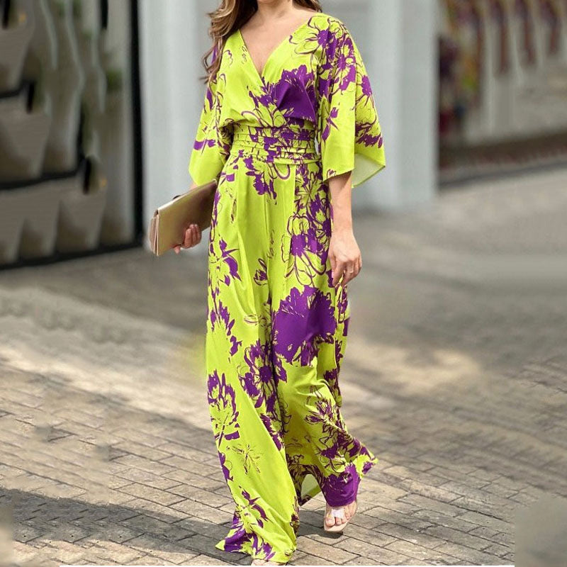 Eleganter Damen-Jumpsuit mit Blumenmuster, Größe